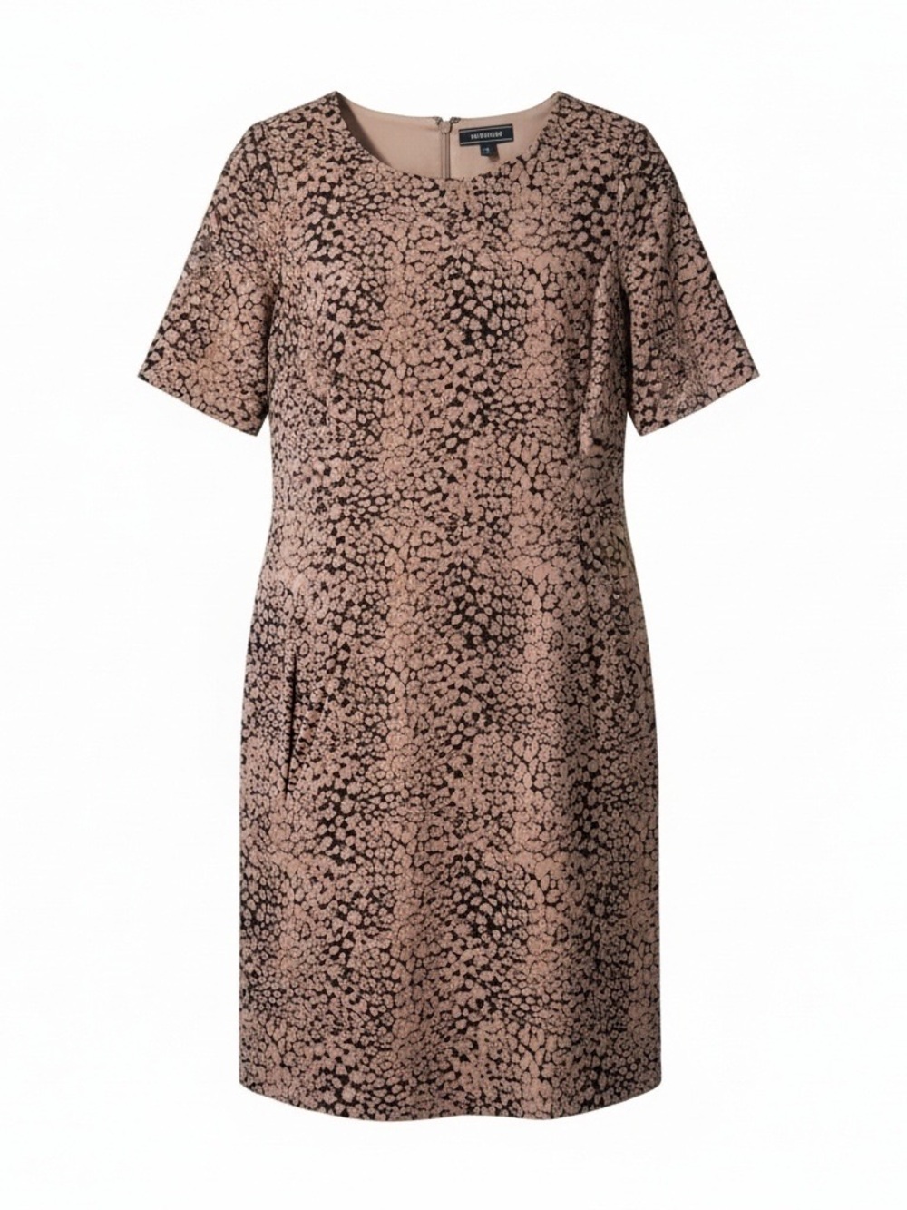 Lands' End Leopard Print Ponte Sheath Dress with Pockets Size 14